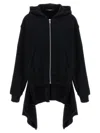 Undercover Two-material Hoodie With Asymmetrical Wool Inserts In Black