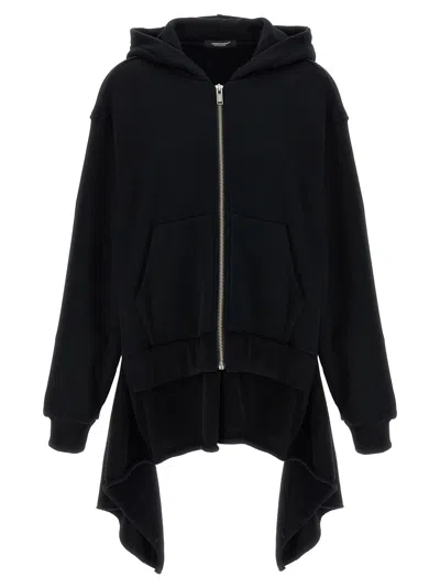 Undercover Two-material Hoodie Sweatshirt In Black