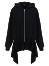 Undercover Two-material Hoodie With Asymmetrical Wool Inserts In Black