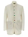Undercover Sleeveless Blazer With Frayed Edges And Button Detailing In White