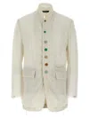 Undercover Sleeveless Blazer With Frayed Edges And Button Detailing In White