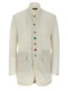 Undercover Sleeveless Blazer With Frayed Edges And Button Detailing In Neutral