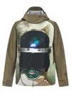 Undercover Water-repellent Nylon Jacket With Futuristic Artwork In Green