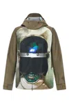 Undercover Water-repellent Nylon Jacket With Futuristic Artwork In Green
