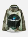 Undercover Water-repellent Nylon Jacket With Futuristic Artwork In Gray