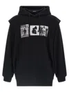 Undercover Gauze Cotton Hoodie With Double Layer Vest In Black