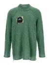 Undercover Textured Knit Sweater Graphic Patch In Green