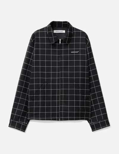 Undercover Grid Pattern Black Jacket With Zipper Closure And Printed Detail