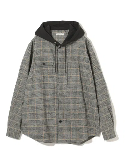 Undercover Up2e44071 Hooded Checked Shirt In Gray