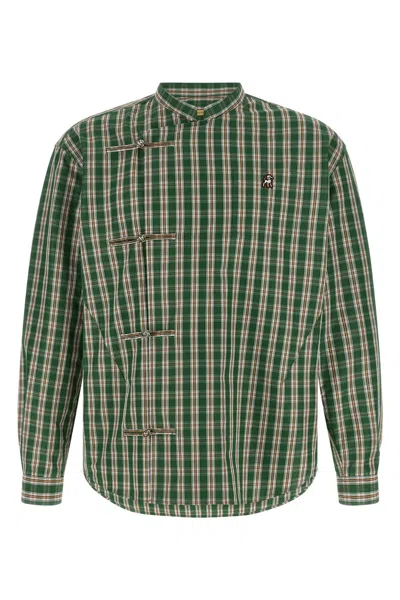Undercover Shepherd Check Shirt Long Sleeves Mandarin Collar In Green