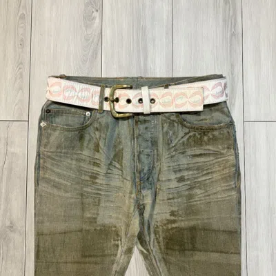 Pre-owned Undercover Vampire Fang Satin Leather Belt In White