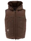 Undercover Cross Print Hooded Quilted Sleeveless Jacket