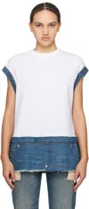 Undercover White & Blue Paneled Denim T-shirt In White