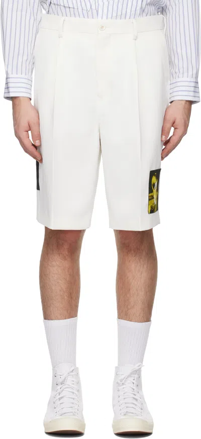 UNDERCOVER WHITE APPLIQUÉ SHORTS