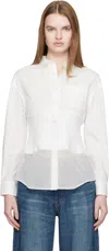 Undercover White Knit Paneled Shirt In White