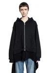 Undercover Two-material Hoodie With Asymmetrical Wool Inserts In Black