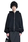 Undercover Two-material Hoodie With Asymmetrical Wool Inserts In Black