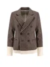 Undercover Wool Blend Blazer With Frayed Profiles In Brown