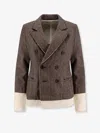 Undercover Wool Blend Blazer With Frayed Profiles In Brown