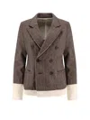 Undercover Wool Blend Blazer With Frayed Profiles In Multi