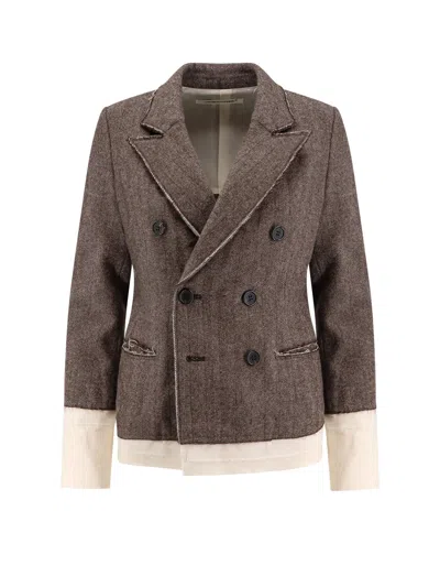 Undercover Wool Blend Blazer With Frayed Profiles In Multi