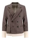Undercover Wool Blend Blazer With Fringed Profiles In Brown