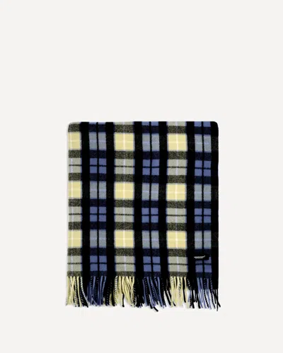 Undercover Wool Check Scarf In Blue