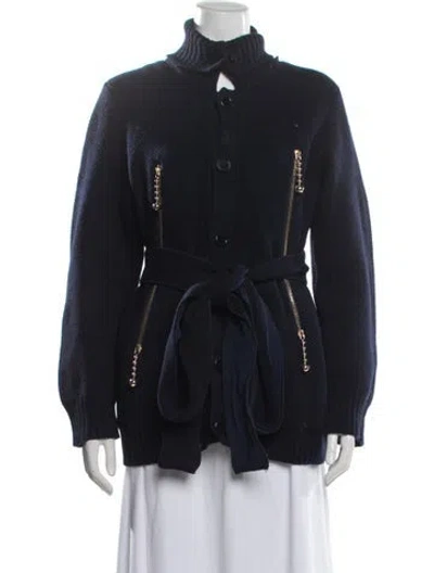 Pre-owned Undercover Wool Open Front Sweater In Blue
