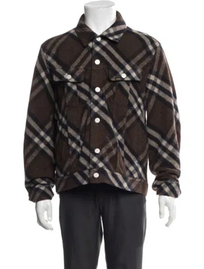 Pre-owned Undercover Wool Plaid Print Jacket In Brown