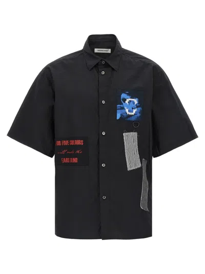 Undercover 'graphic Patches Short Sleeves Shirt' In Black