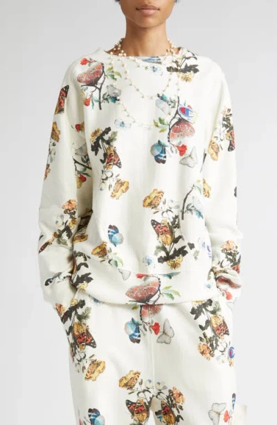 Undercover X Champion Floral & Butterfly Print Sweatshirt In White