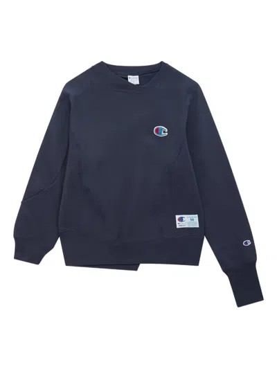 Undercover X Champion Patchwork Crew-neck Sweatshirt In Blue