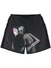 Undercover X Helen Verhoeven Painterly-print Shorts In Black