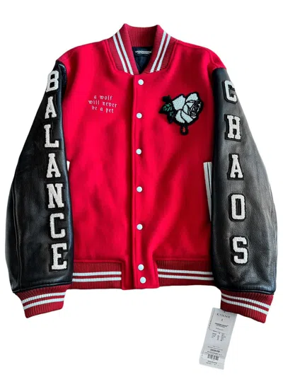 Pre-owned Undercover X K. Tolnoe “wolf Pet” Rose Varsity Jacket In Red