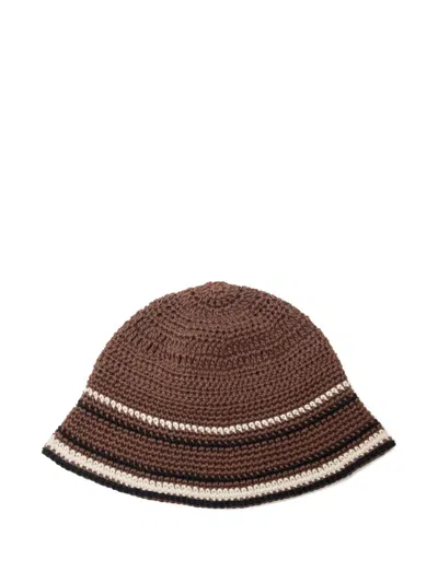 Undercover X Kijima Takayuki Striped Bucket Hat In Brown
