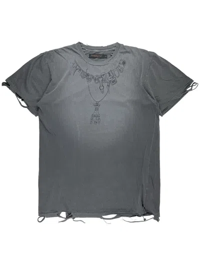 Pre-owned Undercover X Vintage Ss03 Undercover Scab Amulet Necklace Thrashed Tshirt In Grey