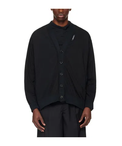Undercover Y-neck Button Cardigan In Black