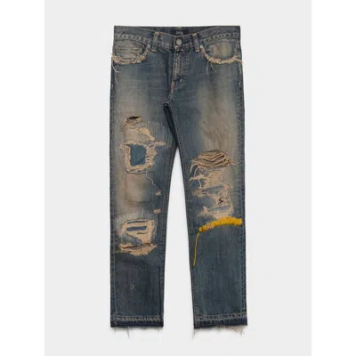 Pre-owned Undercover Yellow Yarn 68 Jeans In Blue