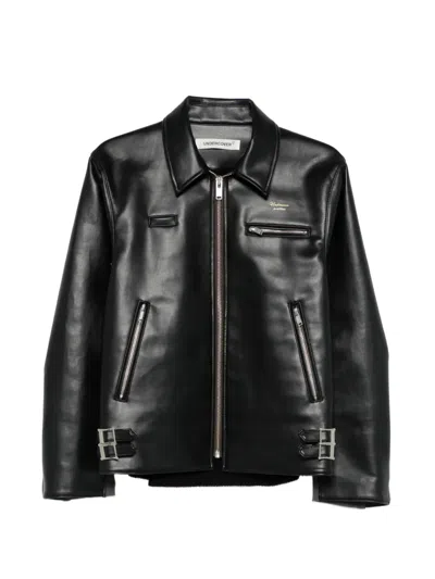 Undercover Zip Biker Jacket In Black