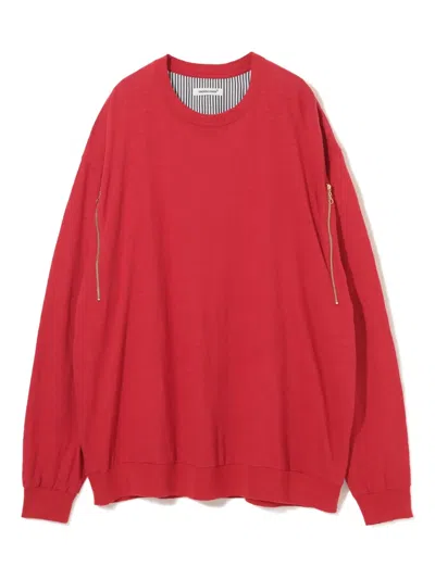 Undercover Zip-detail Cotton Sweatshirt In Red