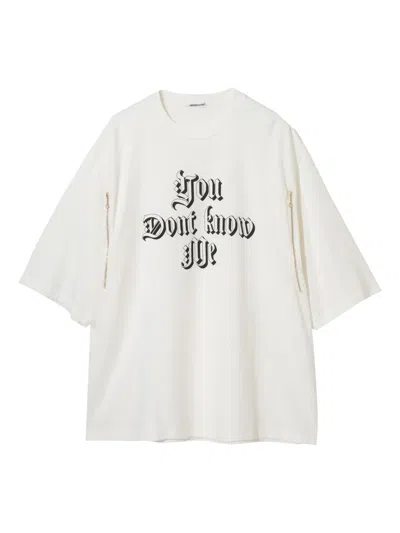 Undercover Zip-detail Cotton T-shirt In White