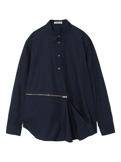 Undercover Zip-detail Draped Shirt In Blue