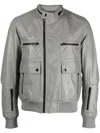 Undercover Zip-up Biker Jacket In Grey