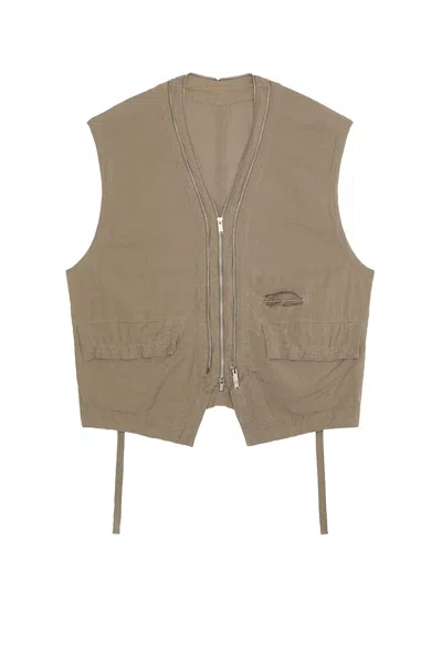 Undercover Zip Up Vest In Gray Brown