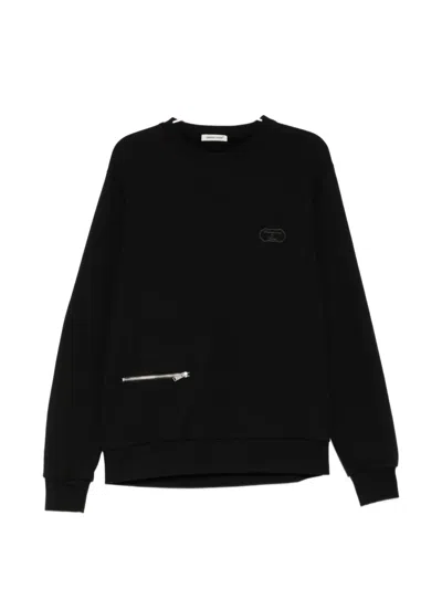 Undercover Zip-detail Embroidered Sweatshirt In Black