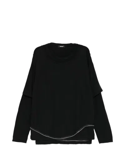 Undercover Zip-detail Layered T-shirt In Black