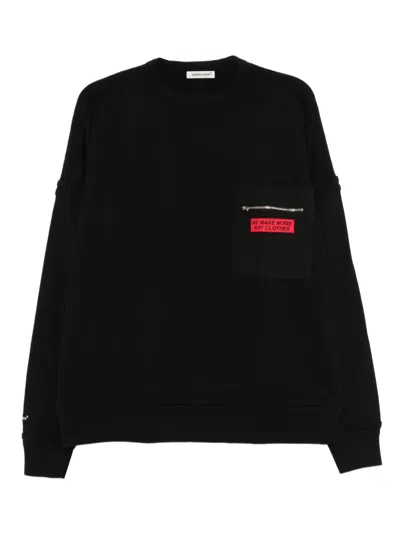 Undercover Zipped-pocket Cotton Sweatshirt In Black