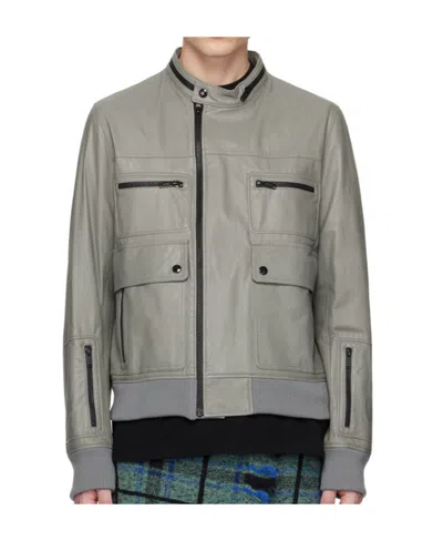Undercover Gray Zip Leather Jacket In Grey