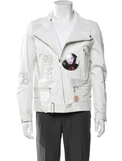 Pre-owned Undercoverism 2014 Leather Moto Jacket In White