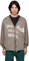 Undercoverism Gray Printed Cardigan In Dark Gray